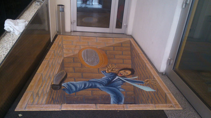 Acryl auf Hartfaserplatte, 3D Bodenbild; Privatsammlung