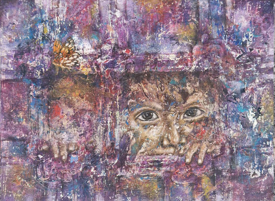 De-Konstruktionen, 30 x 24 cm, Acryl auf alten Farbpaletten, 2023